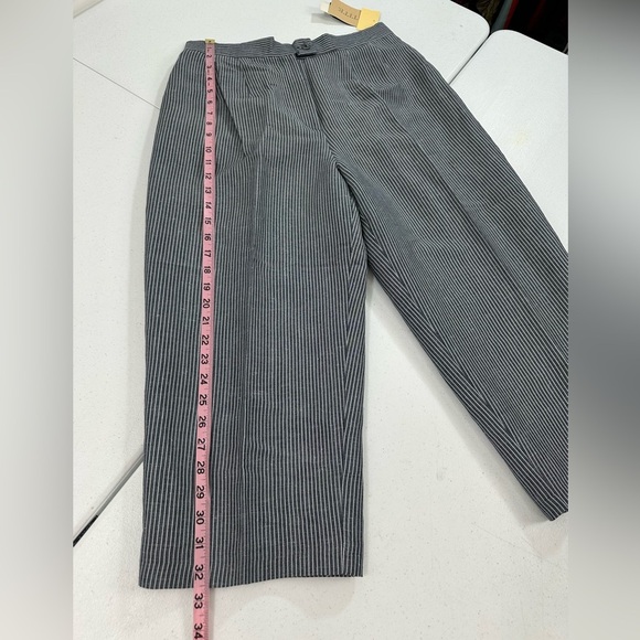 Harve Benard Striped Linen Blend Cropped Pants Relaxed Pleated Trouser 12 Petite - Picture 7 of 11